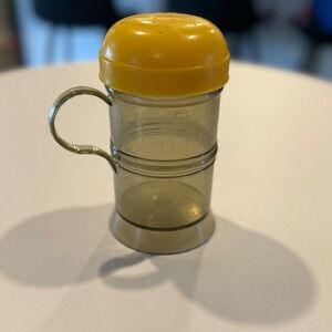 Vintage Tupperware Salt Pepper Shaker Smoky Gray Yellow Lid 1311 Handle